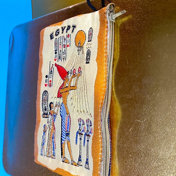 EGYPTIAN COIN PURSE PHARAOH THEMED CARD ORGANIZER 4”x6” ZIPPER TOP - Picture 3 of 14